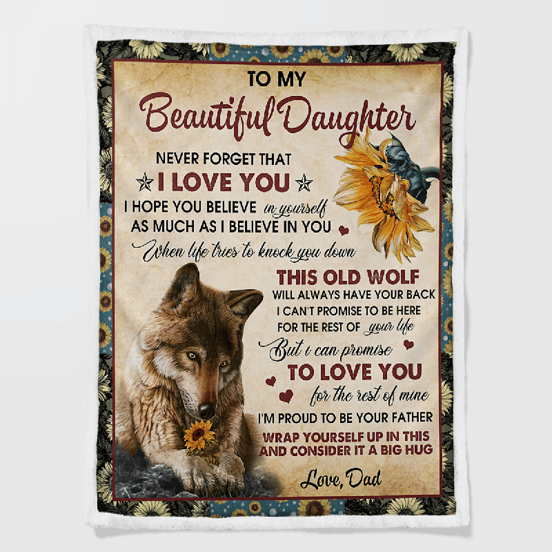 To My Daughter - Wolf Flower A300 - Premium Blanket-Jolura