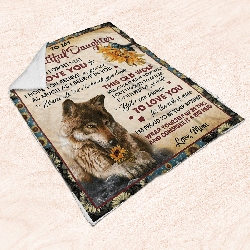 To My Daughter - Wolf Flower A300 - Premium Blanket-Jolura