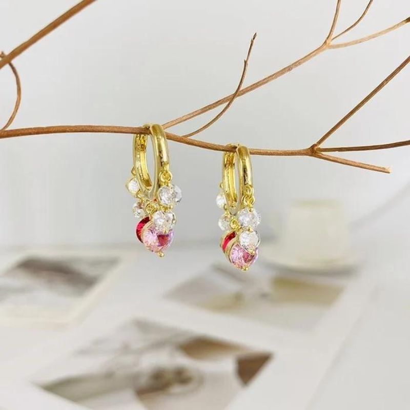 Shiny Colorful Zircon Drop Hoops-Jolura