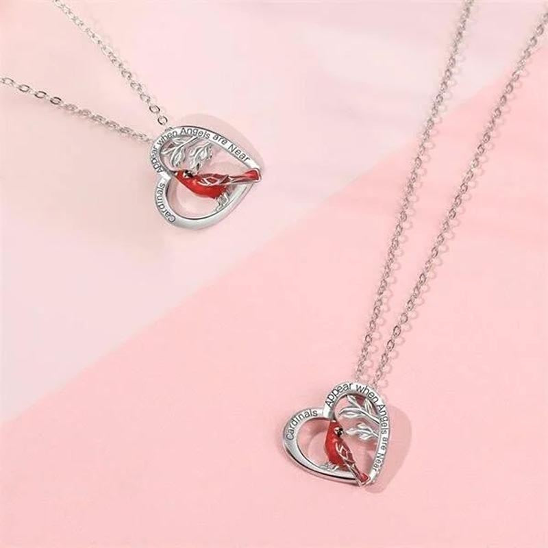 Cardinal Heart Pendant Necklace-Jolura