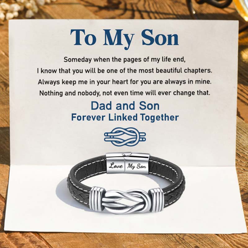 "Dad And Son Forever Linked Together" Braided Leather Bracelet - Love My Son-Jolura