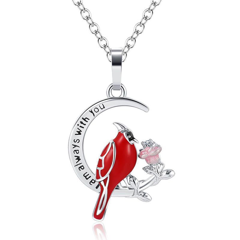 Cardinal Heart Pendant Necklace-Jolura