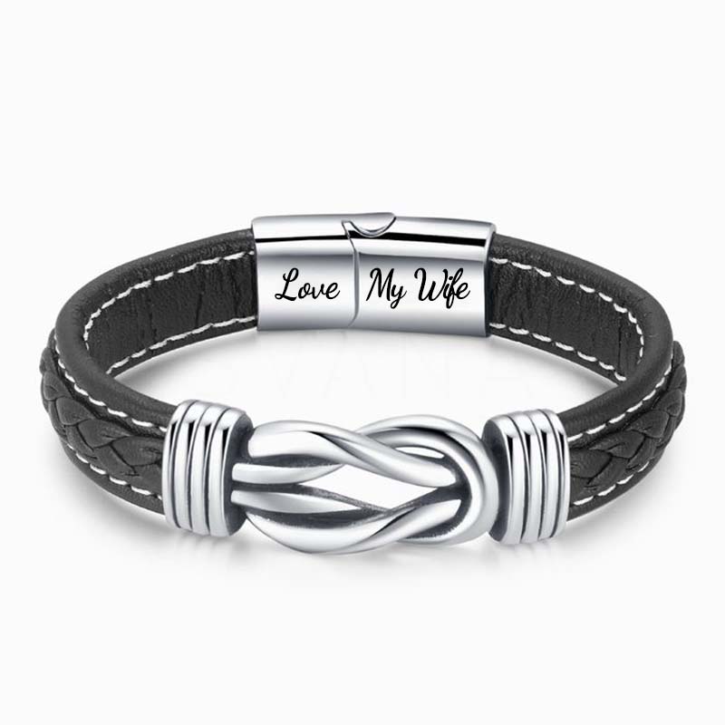 To My Wife - "Wife And Husband Forever Linked Together" Braided Leather Bracelet-Jolura