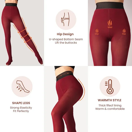 Buy 1 Get 2 - Women's Fleece Lined Tights Fake Translucent Warm Thermal Pantyhose Sheer Thick Leggings