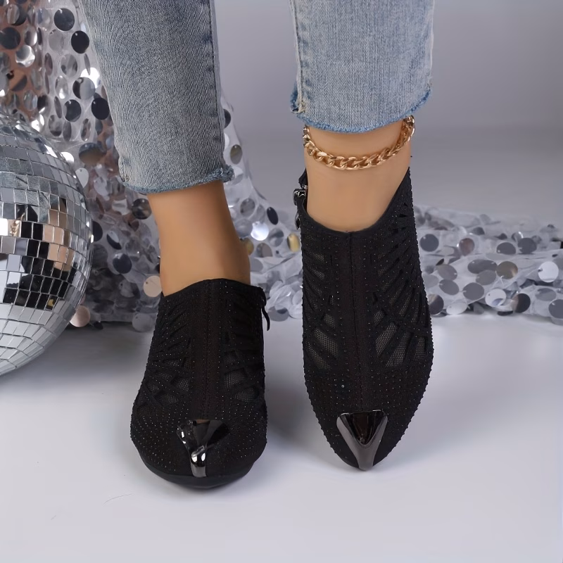 Elegant Women's Rhinestone Cut-Out Pointed Toe High Heels