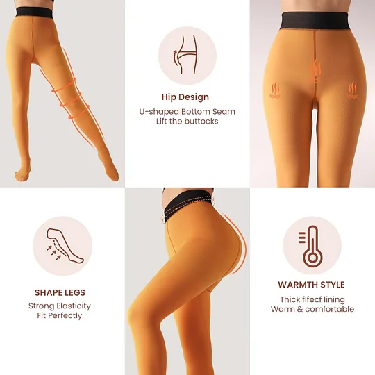 Buy 1 Get 2 - Women's Fleece Lined Tights Fake Translucent Warm Thermal Pantyhose Sheer Thick Leggings