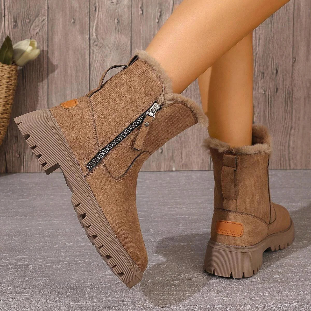 Cozy Plush Lined Short Boots for Women