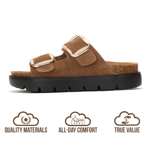 Women's Genuine Leather Flatform Platform Sandals