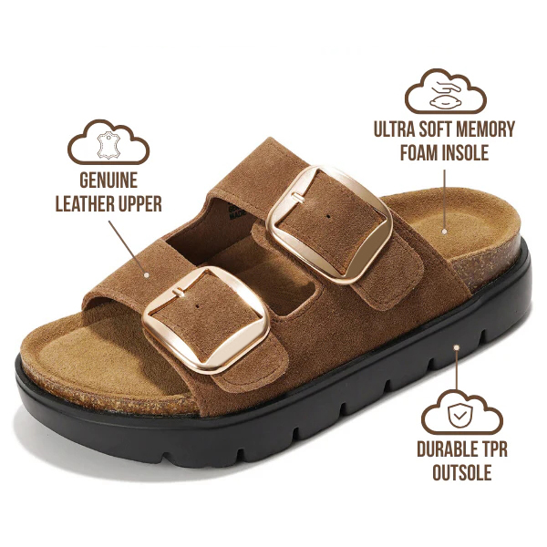 Women's Genuine Leather Flatform Platform Sandals