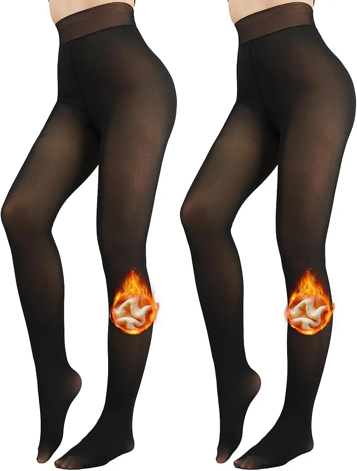 Buy 1 Get 2 - Women's Fleece Lined Tights Fake Translucent Warm Thermal Pantyhose Sheer Thick Leggings