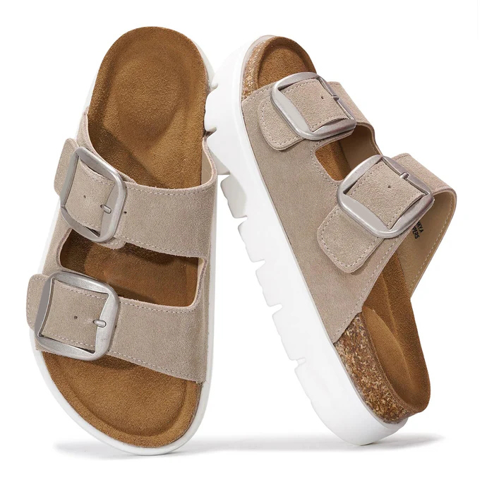 Women's Genuine Leather Flatform Platform Sandals