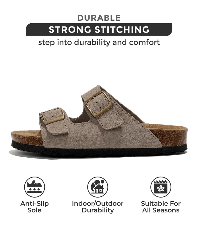 Women Flat Sandals | 100% Genuine Leather | Memory Foam | Anti-Slip