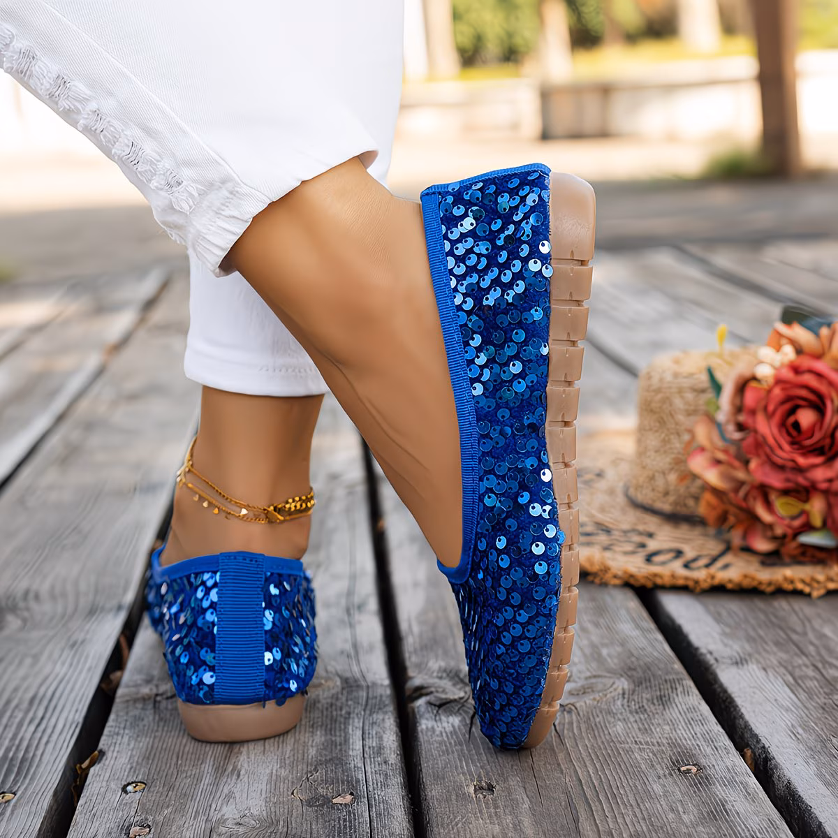 New Women'S Silvery Glitter Stylish Flat Shoes, Women Shoes