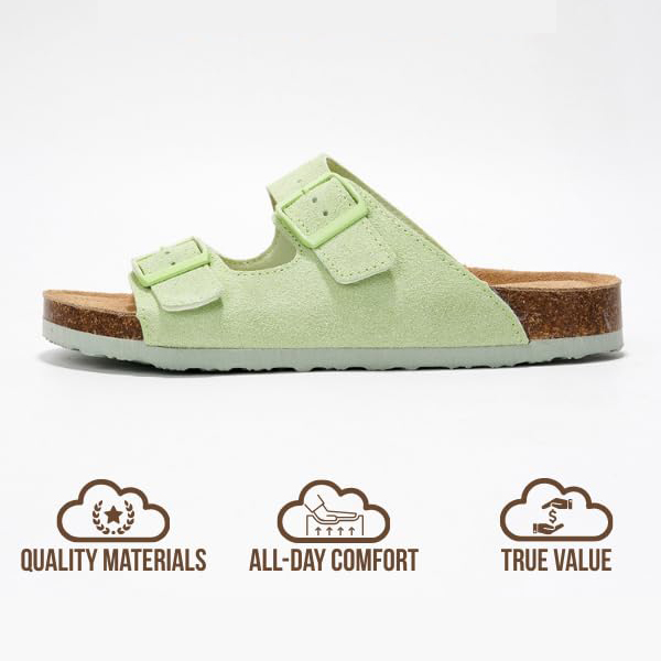 Women Flat Sandals | 100% Genuine Leather | Memory Foam | Anti-Slip