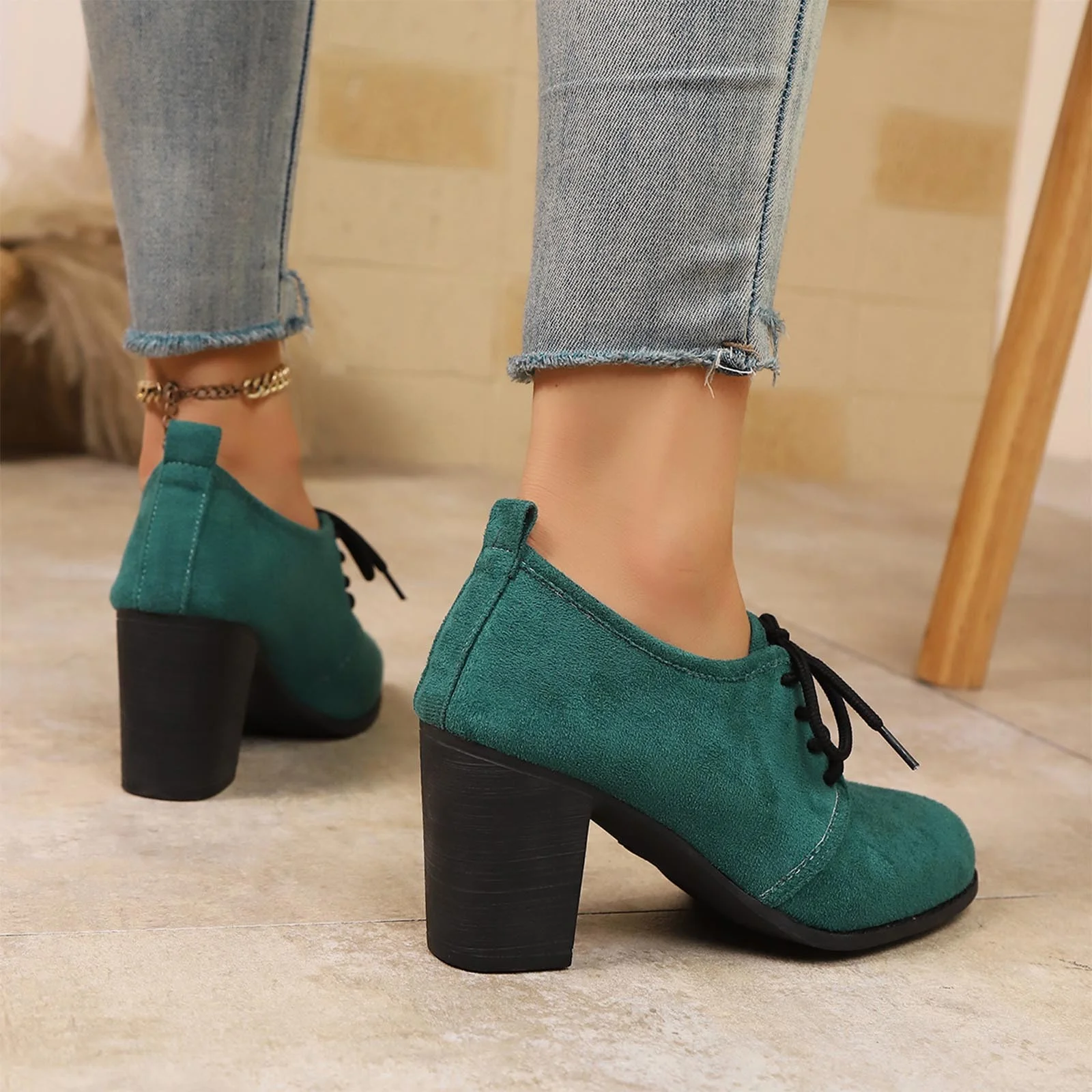 Women's Victorian Black Lace-Trimmed Button Ankle Boots