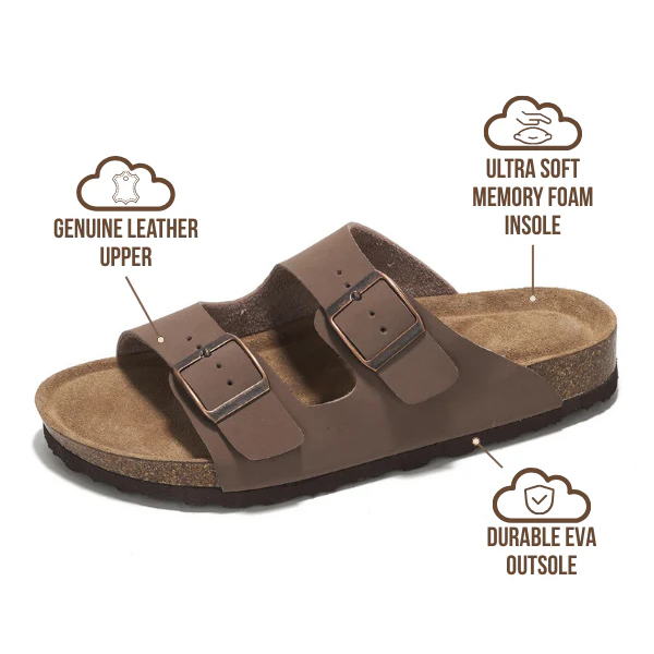 Women Flat Sandals | 100% Genuine Leather | Memory Foam | Anti-Slip