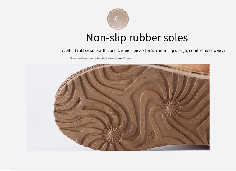 buckle decor plush lined thermal furry snow boots suede wear resistance non slip fall winter keep warm snow shoes western insulated outdoor walking climbing long boots details 3