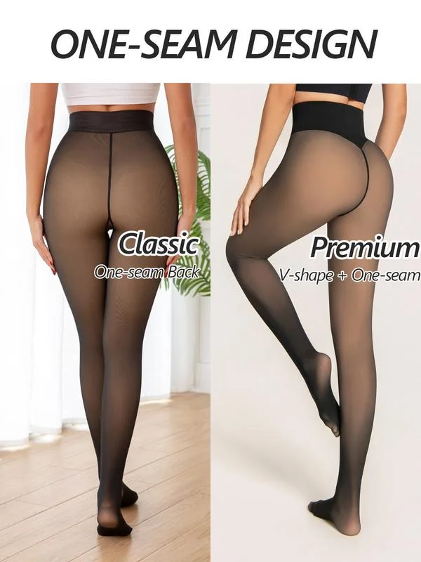 Buy 1 Get 2 - Women's Fleece Lined Tights Fake Translucent Warm Thermal Pantyhose Sheer Thick Leggings