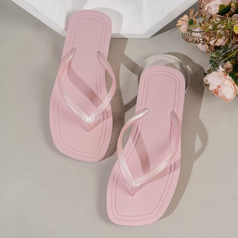 Women's Plain Soft EVA Flip Flops Square Toe Platform Slippers