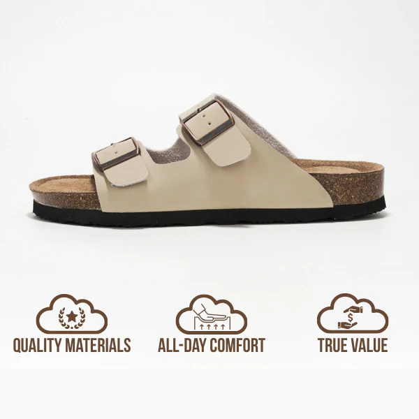 Women Flat Sandals | 100% Genuine Leather | Memory Foam | Anti-Slip