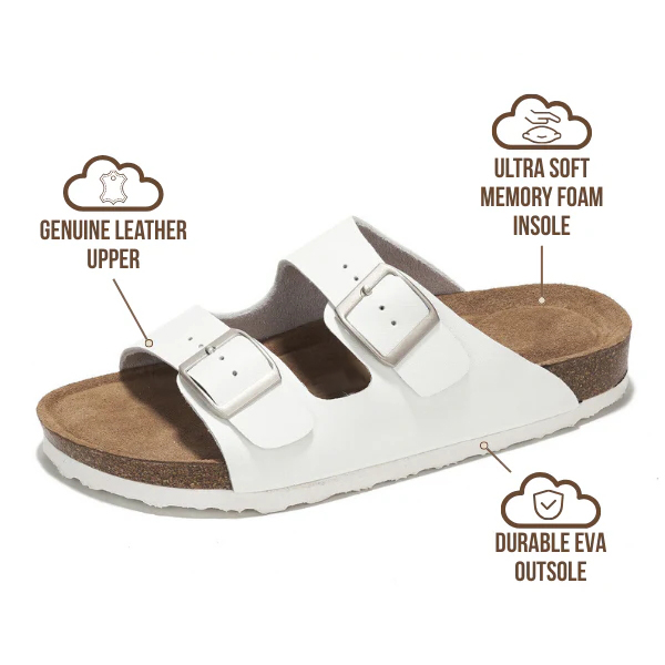 Women Flat Sandals | 100% Genuine Leather | Memory Foam | Anti-Slip