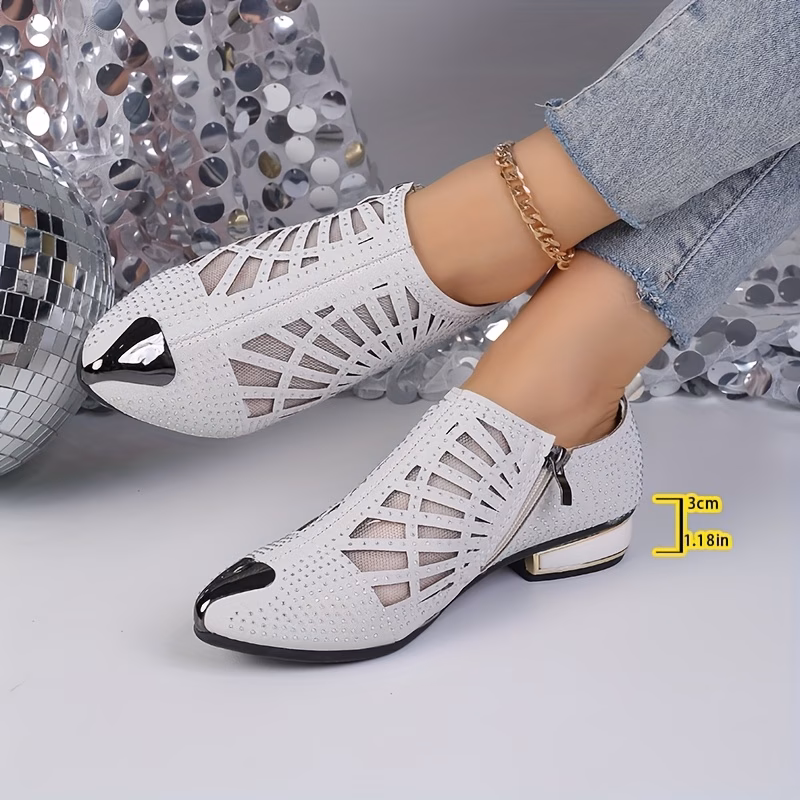 Elegant Women's Rhinestone Cut-Out Pointed Toe High Heels