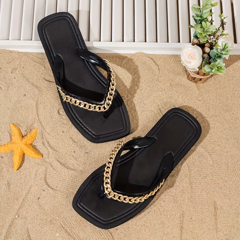 Women's Plain Soft EVA Flip Flops Square Toe Platform Slippers