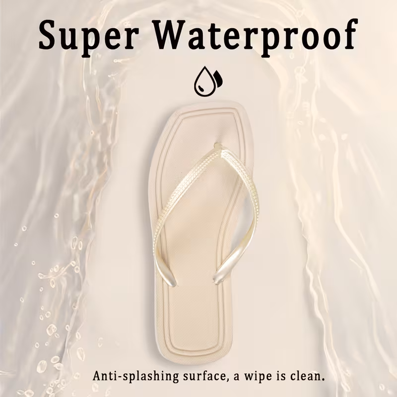 Women's Plain Soft EVA Flip Flops Square Toe Platform Slippers