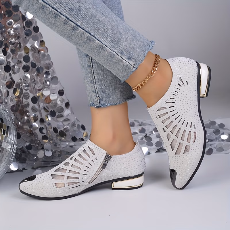 Elegant Women's Rhinestone Cut-Out Pointed Toe High Heels