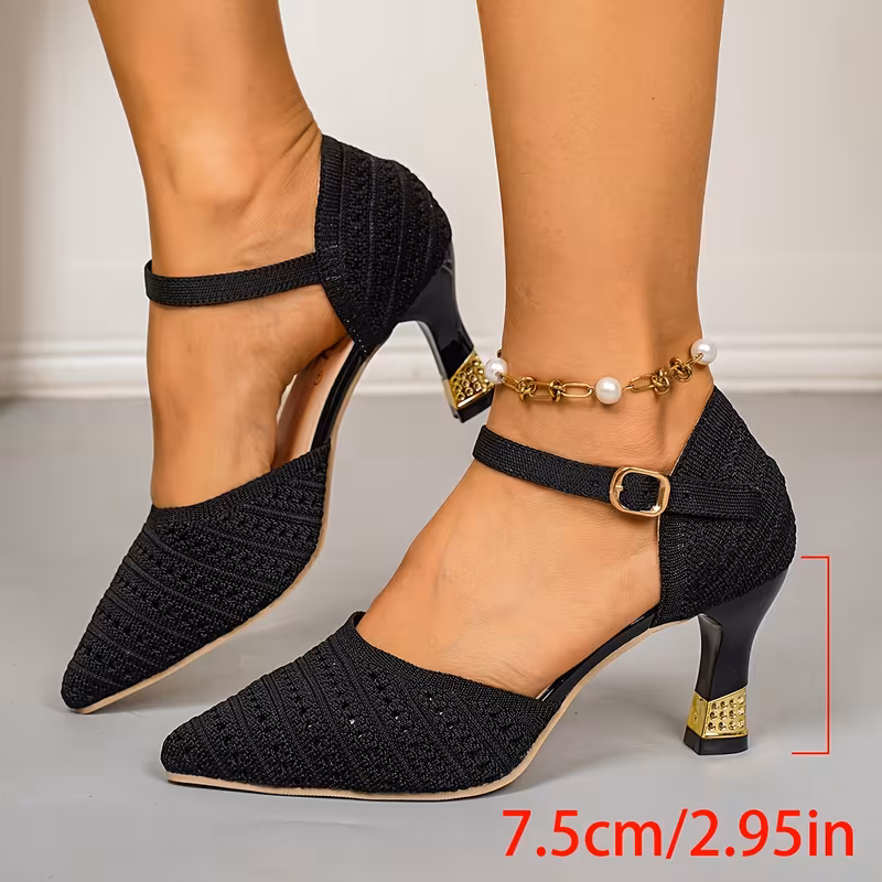 Women's High-heel Sandals with a Knitted Minimalist Style