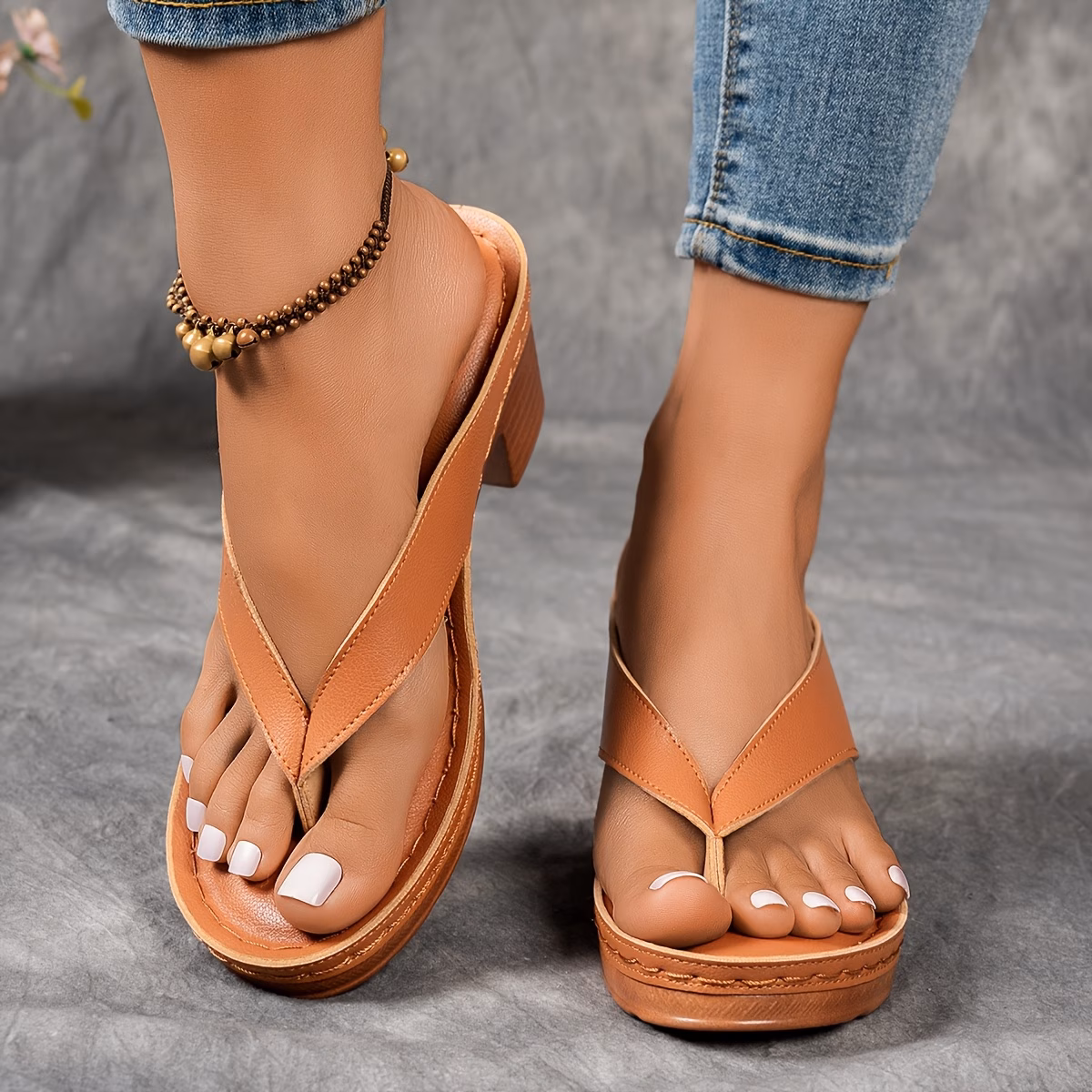 Women'S Solid Color Summer Chunky Heel Sandals