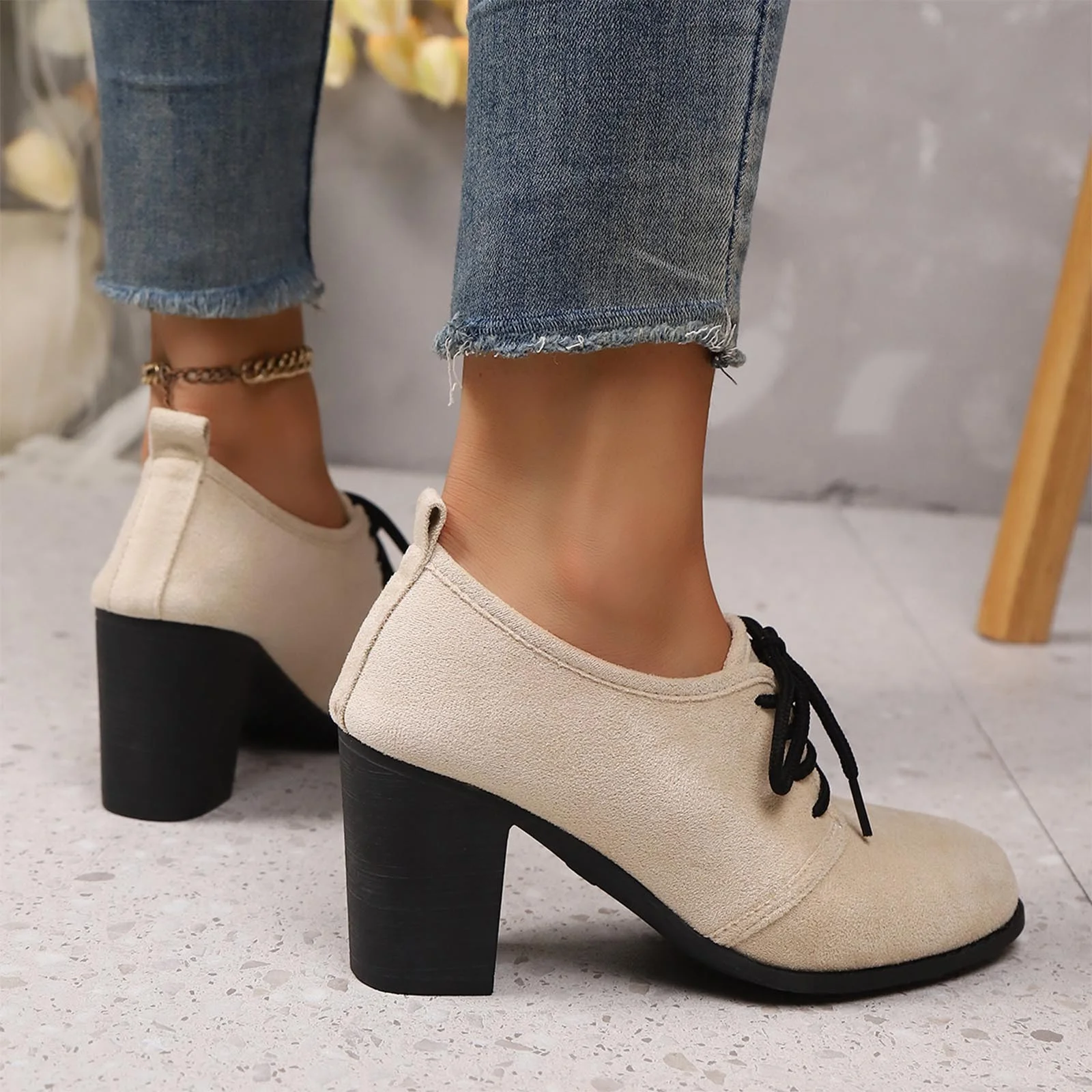 Women's Victorian Black Lace-Trimmed Button Ankle Boots
