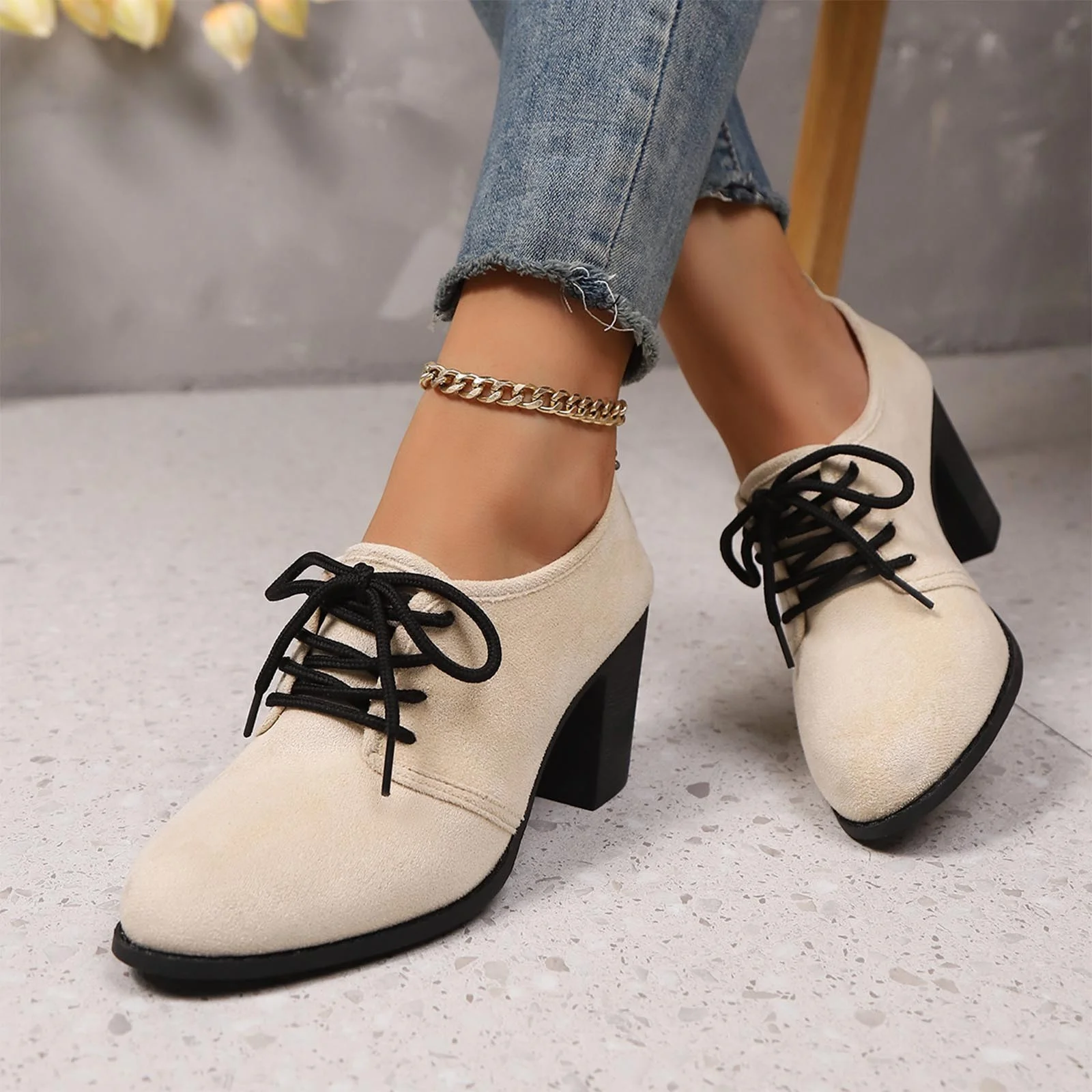 Women's Victorian Black Lace-Trimmed Button Ankle Boots