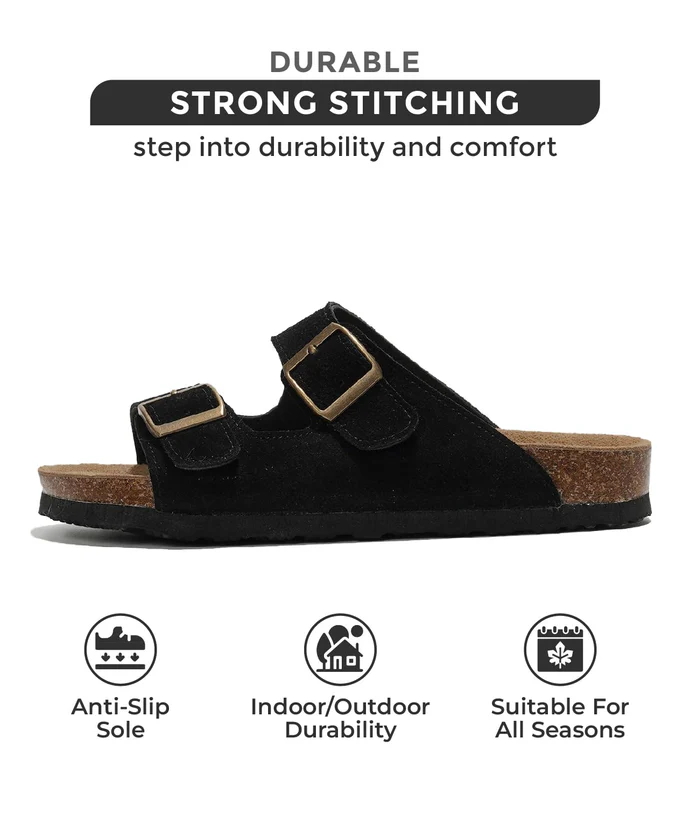 Women Flat Sandals | 100% Genuine Leather | Memory Foam | Anti-Slip