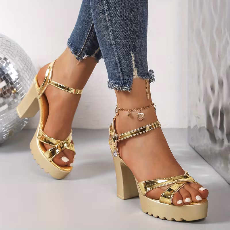 Women's Casual Comfortable Heeled Chunky Sandals 