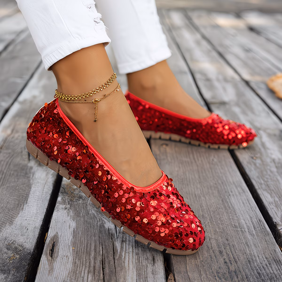 New Women'S Silvery Glitter Stylish Flat Shoes, Women Shoes