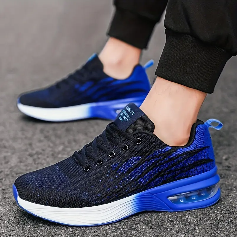 mens air cushioned lace up sneakers athletic shoes shock absorbing and breathable running basketball workout gym 2
