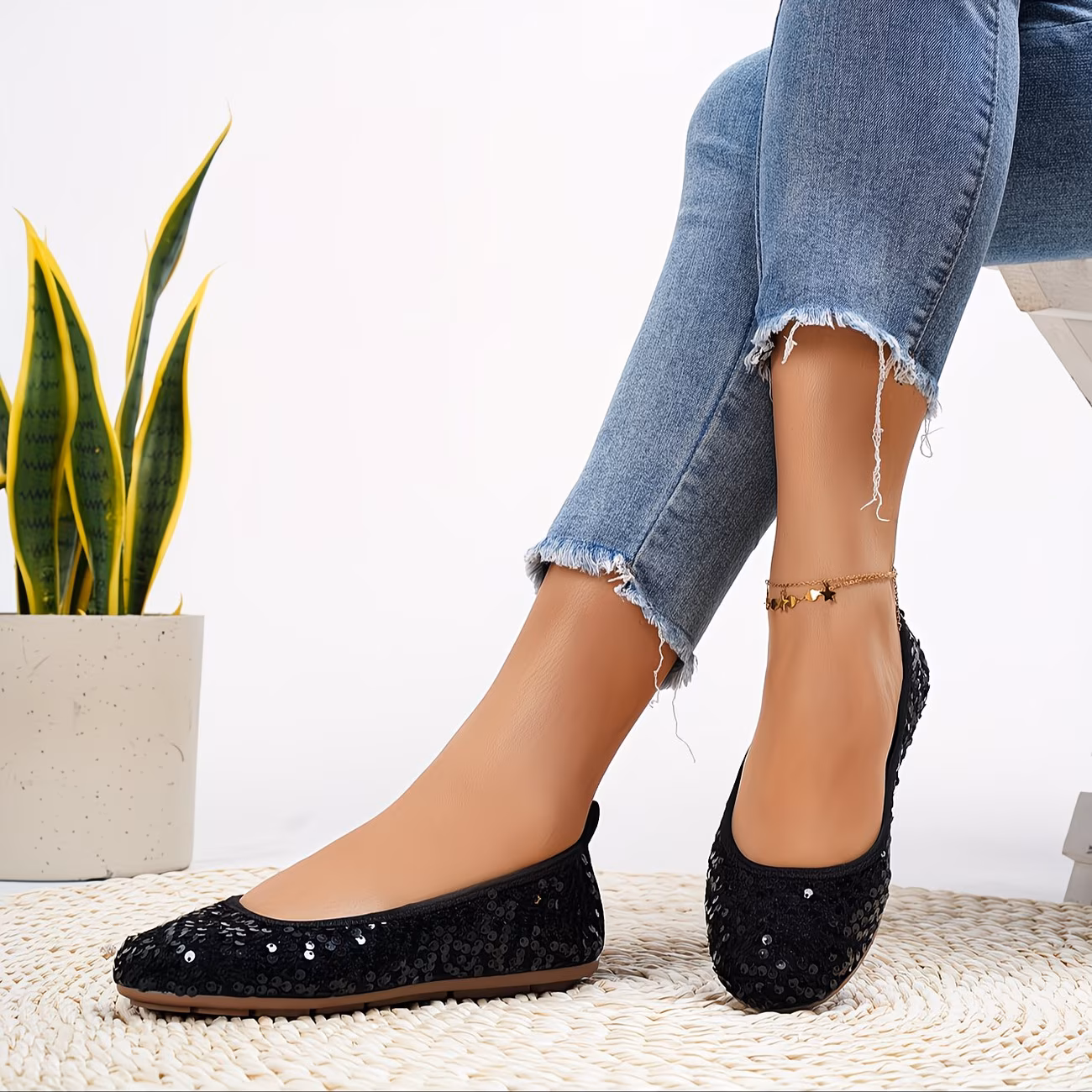 New Women'S Silvery Glitter Stylish Flat Shoes, Women Shoes