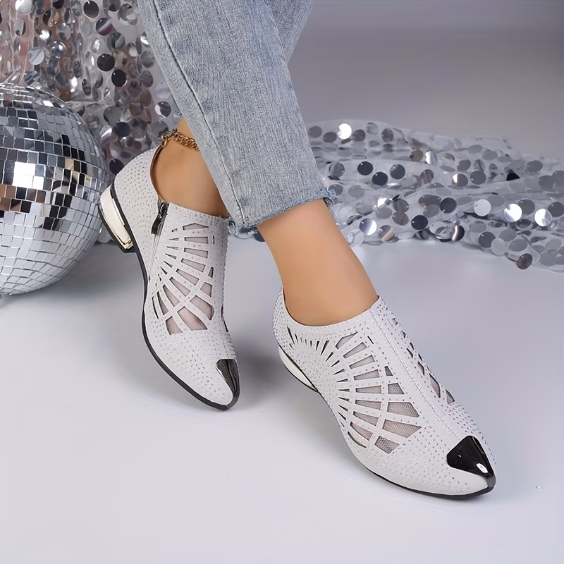 Elegant Women's Rhinestone Cut-Out Pointed Toe High Heels