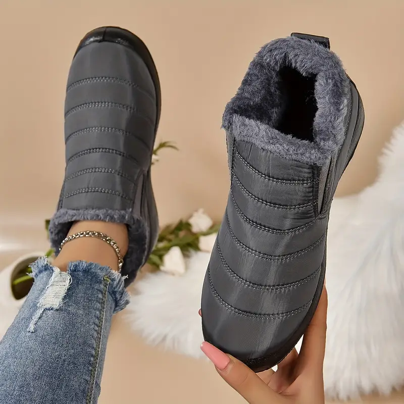 womens plush lined ankle boots waterproof thermal slip on snow boots winter outdoor warm shoes 3