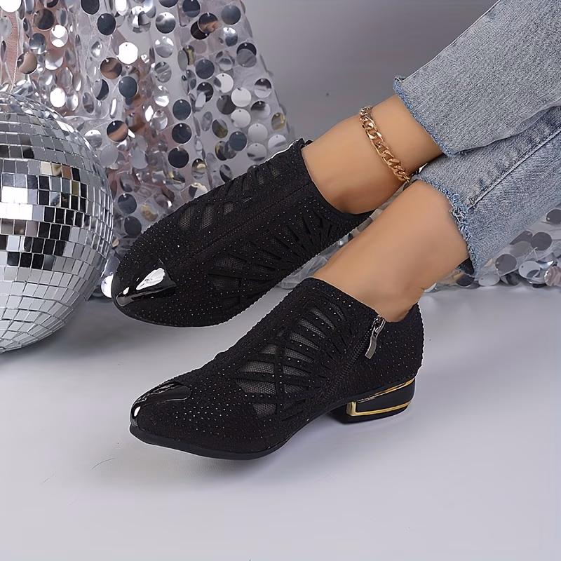 Elegant Women's Rhinestone Cut-Out Pointed Toe High Heels