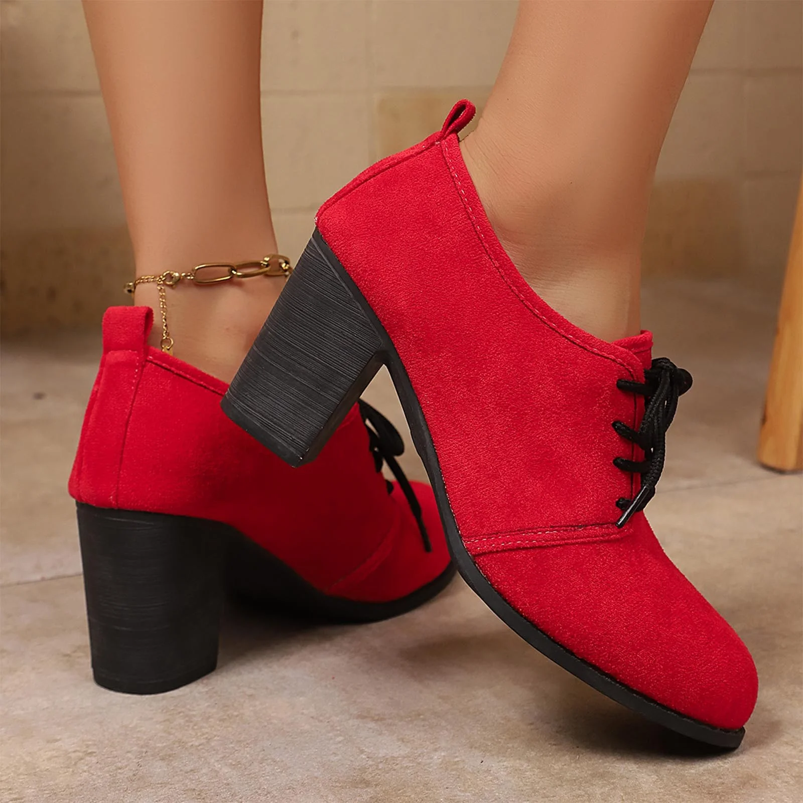 Women's Victorian Black Lace-Trimmed Button Ankle Boots