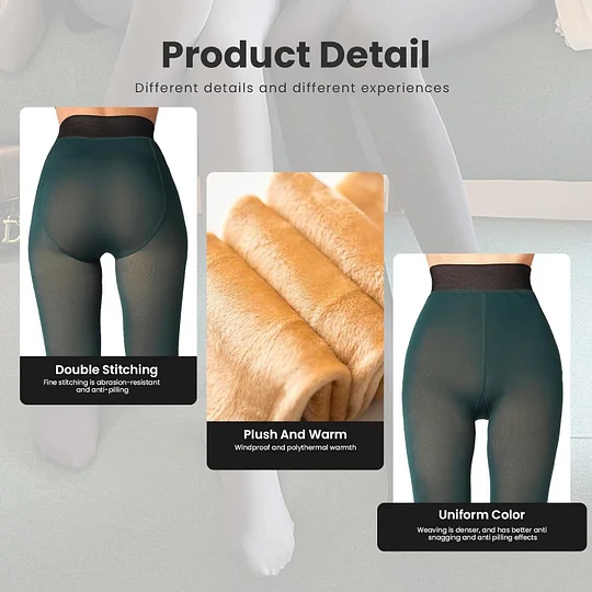 Buy 1 Get 2 - Women's Fleece Lined Tights Fake Translucent Warm Thermal Pantyhose Sheer Thick Leggings