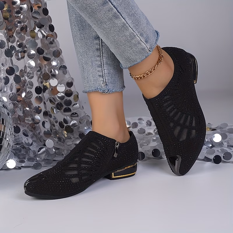 Elegant Women's Rhinestone Cut-Out Pointed Toe High Heels