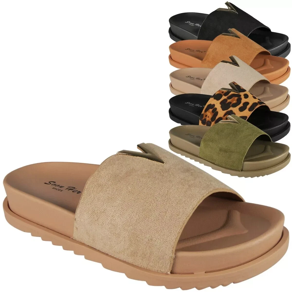  Ladies Summer Sliders Mules Girls Comfort Open Toes Summer Sandals