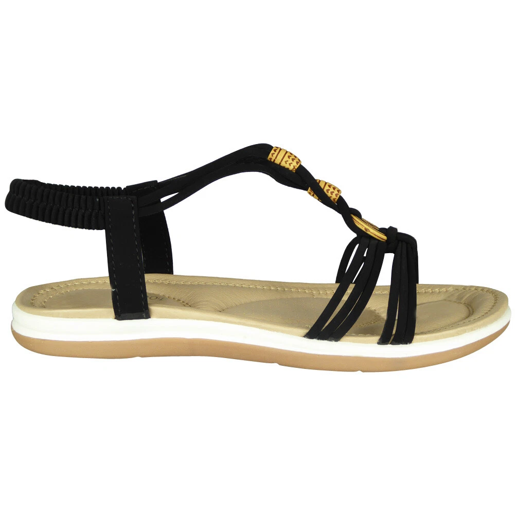 Women Flats Casual Sandals for Summer Open Toe Strappy Bling Sandals