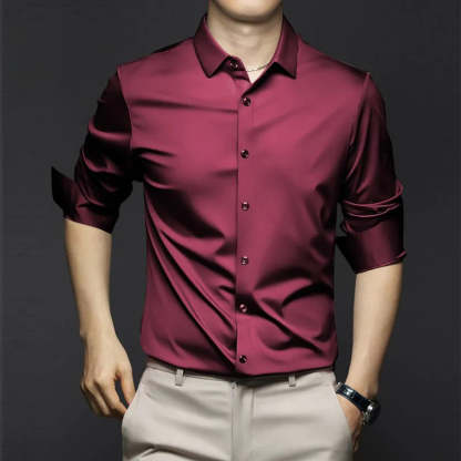 Men’s Wrinkle-Free Ice Silk Dress Shirt