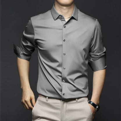 Men’s Wrinkle-Free Ice Silk Dress Shirt