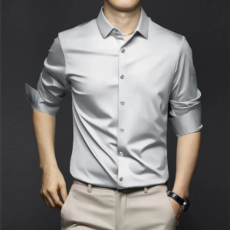Men’s Wrinkle-Free Ice Silk Dress Shirt