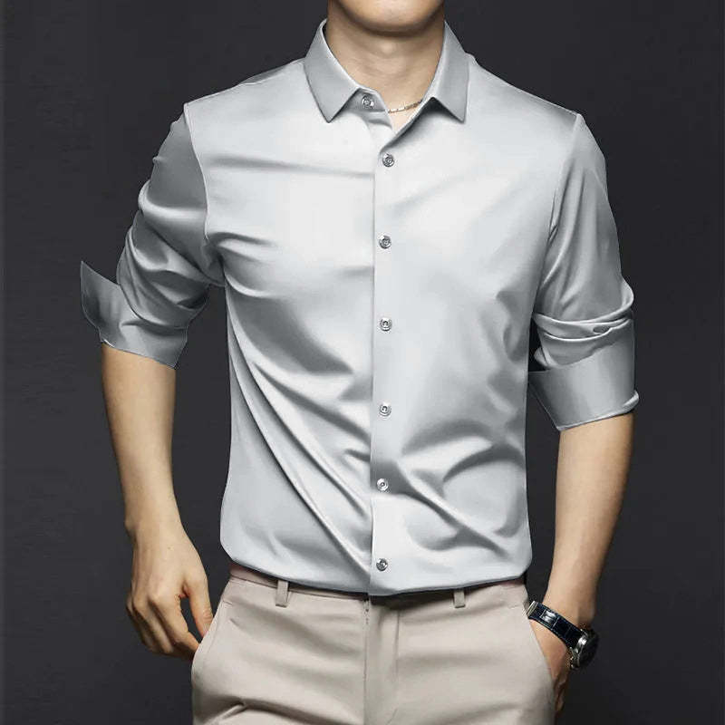 Men’s Wrinkle-Free Ice Silk Dress Shirt